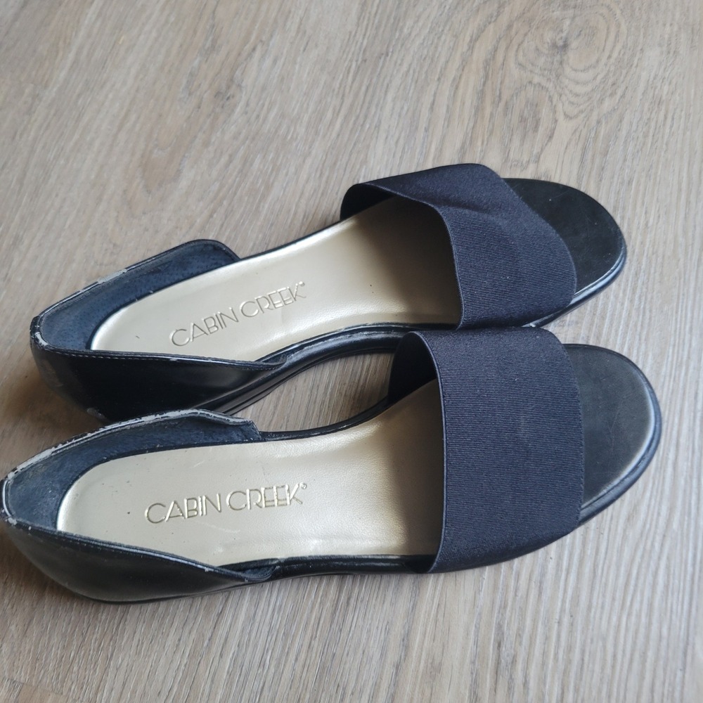 Cabin Creek Women Sandals 7.5M Black Fabric Elastic d'Orsay Flat Casual Office
